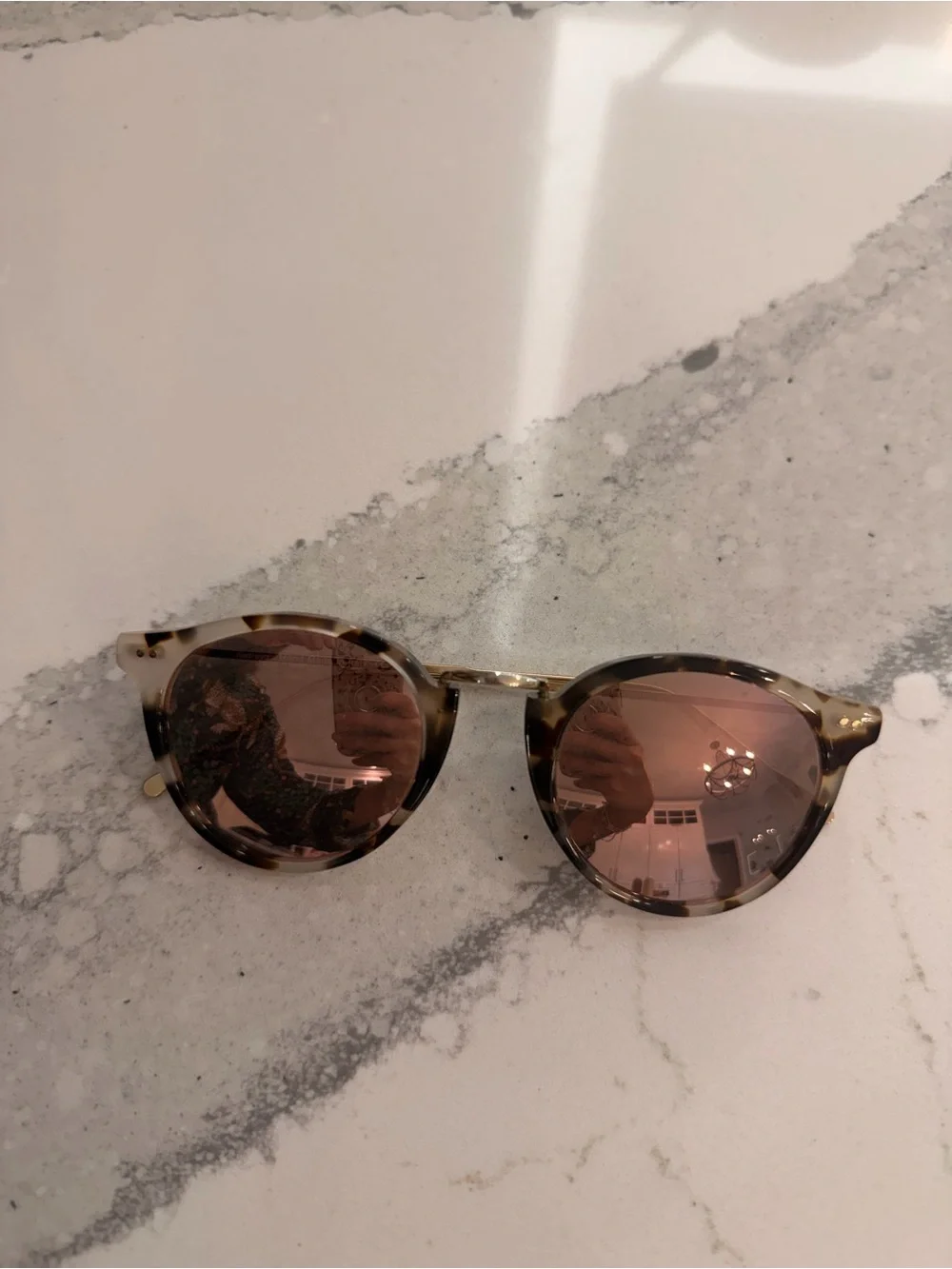 Illesteva Tortoise Frame Sunglasses with Rose Lenses